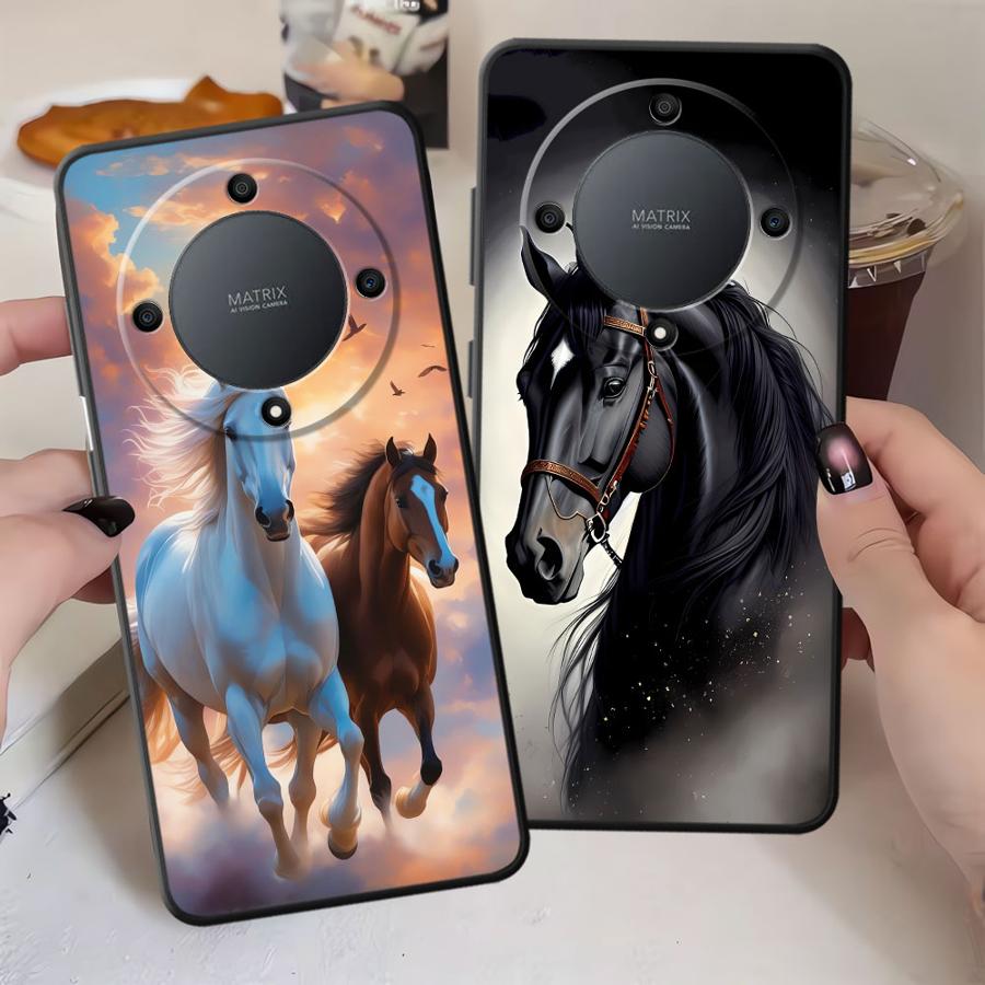 Animal Horse Pattern Case for Honor X5b X7 X8 X6 8X 200 400 Lite 90 Magic5Lite X9a 70 Black Soft Phone Cover