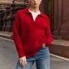 New Trend In Girls' Sweaters In Autumn And Winter, Versatile, Simple And Casual Polo Collar Lapel Pullover Knitted Sweater
