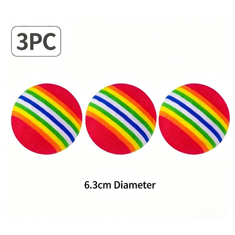 3/5/10 Pcs New Rainbow EVA Cat Toys Ball Interactive Cat Dog Play Chewing Rattle Scratch EVA Ball Training Balls Pet Toys Supplies