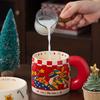 Kreatywny retro świąteczny ceramiczny kubek pogrubiony uchwyt duża pojemność filiżanka do kawy wody domowe biuro kubek do mleka