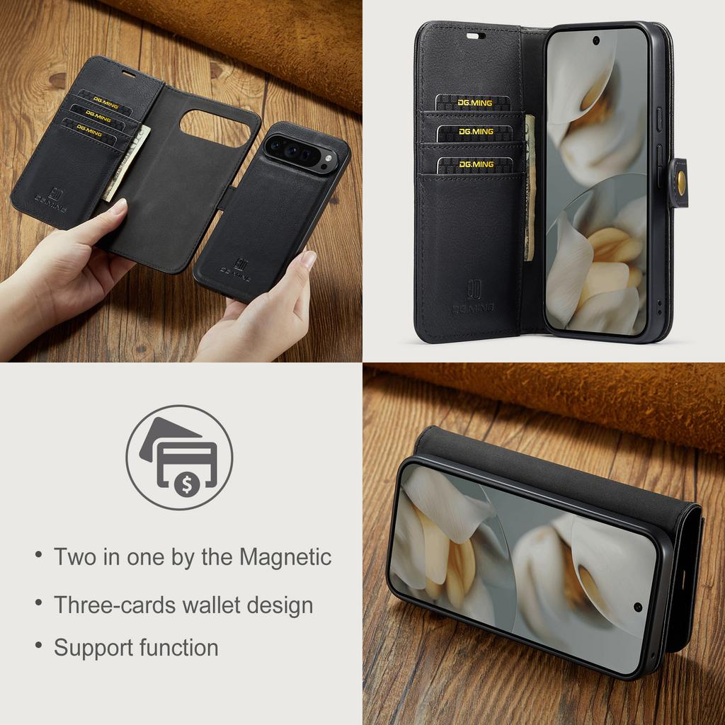 DG.MING for Google Pixel 10 Pro XL Case Detachable Split Leather Phone Cover