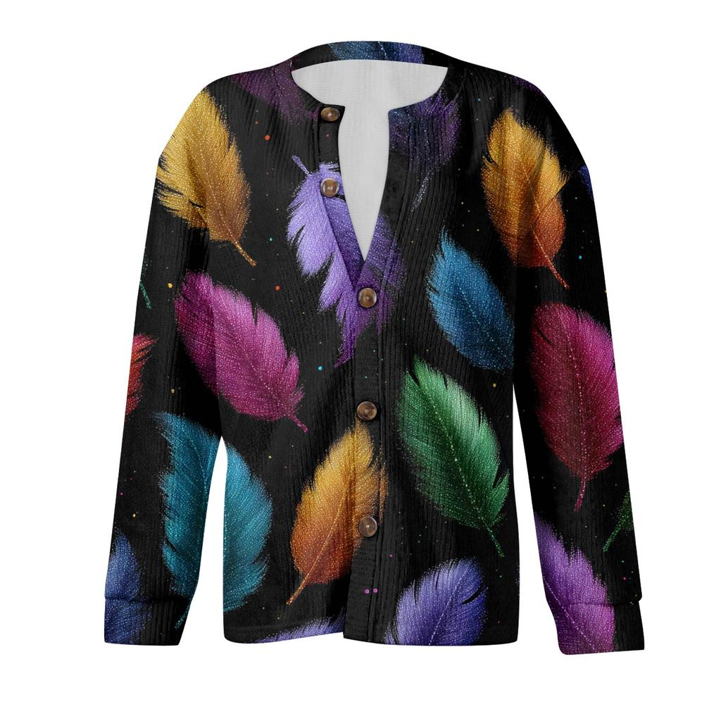 Dámský módní festivalový pletený kardigan s dlouhým rukávem a zapínáním na knoflíky