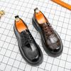 New Luxury Korean Version Thick Soled Oxford Shoes Casual Leather Shoes High Quality Slip-on British Lace Up Men Shoes