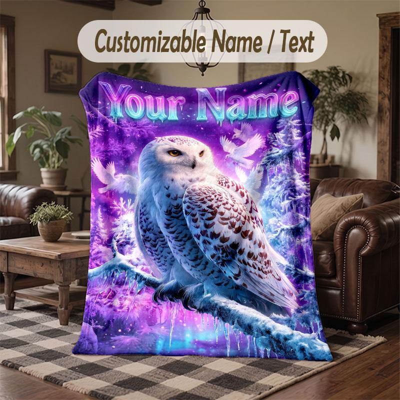 Birds Theme Throw Blanket Custom Name Text Personalized Blanket Soft Cozy Blanket for Home Sofa Bed