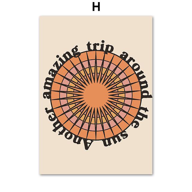 Boho Retro Glücklich Zitat Poster Drucken Abstrakte Sonne Gesicht Yoga Kunst Leinwand Malerei Nordic Wand Bilder Für Wohnzimmer Dekoration kein Rahmen