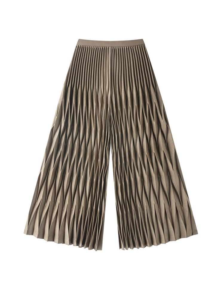 

Miyake Pleated Wide-Leg Pants: Versatile Casual Straight-Leg Trousers for Women One Size хаки