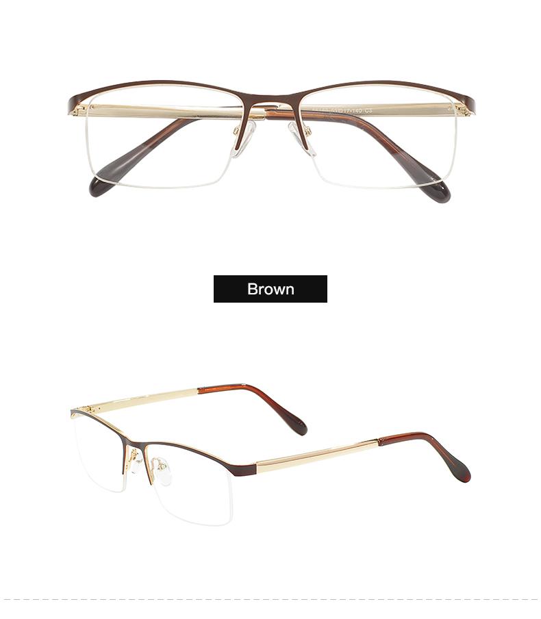 

Half Rim Men Business Metal Silver Rectangular Eyeglasses Frame Browline Glasses For Myopia Prescription Lenses коричневый