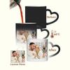 1 Stück benutzerdefinierte Foto-Farbe - Herz-Tasse mit wechselnder Farbe. Kaffeebecher, Kaffeetasse. Personalisierbar für verschiedene Anlässe. Geschenk für Familie & Liebhaber