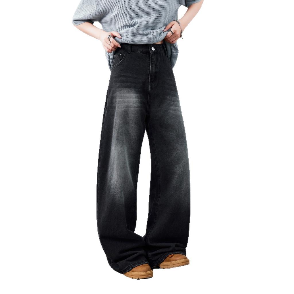 New American Jeans Men's and Women's Retro Straight Wide Leg Washed High Street Loose Long Pants
