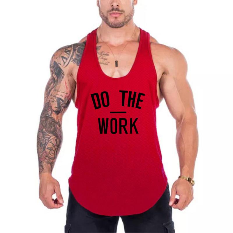 Muscleguys Men Running Vests DO THE WORK Gym Tank Tops Fitness Clothing Mens Bodybuilding Stringer Tanktop Sports Clothing Sleeveless Shirt
