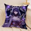 Raiden Shogun Genshin Impact Cushion Cover Silky Short Plush Invisible Zipper Dustproof Sofa Pillow Case For Home Decor