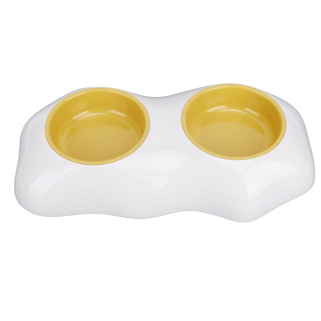 Haustiernapf Auslaufsicher PP Katzennapf Trinkwasser Fütterung Hundenapf für Hund Katze Eigelb Doppelnapf