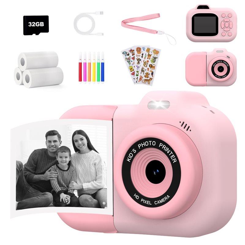 ABUO-Mini Digital Video Camera 1080P Dual Lens For Kids Boys Girls Instant Print Camera Photo Printing Thermal Paper A