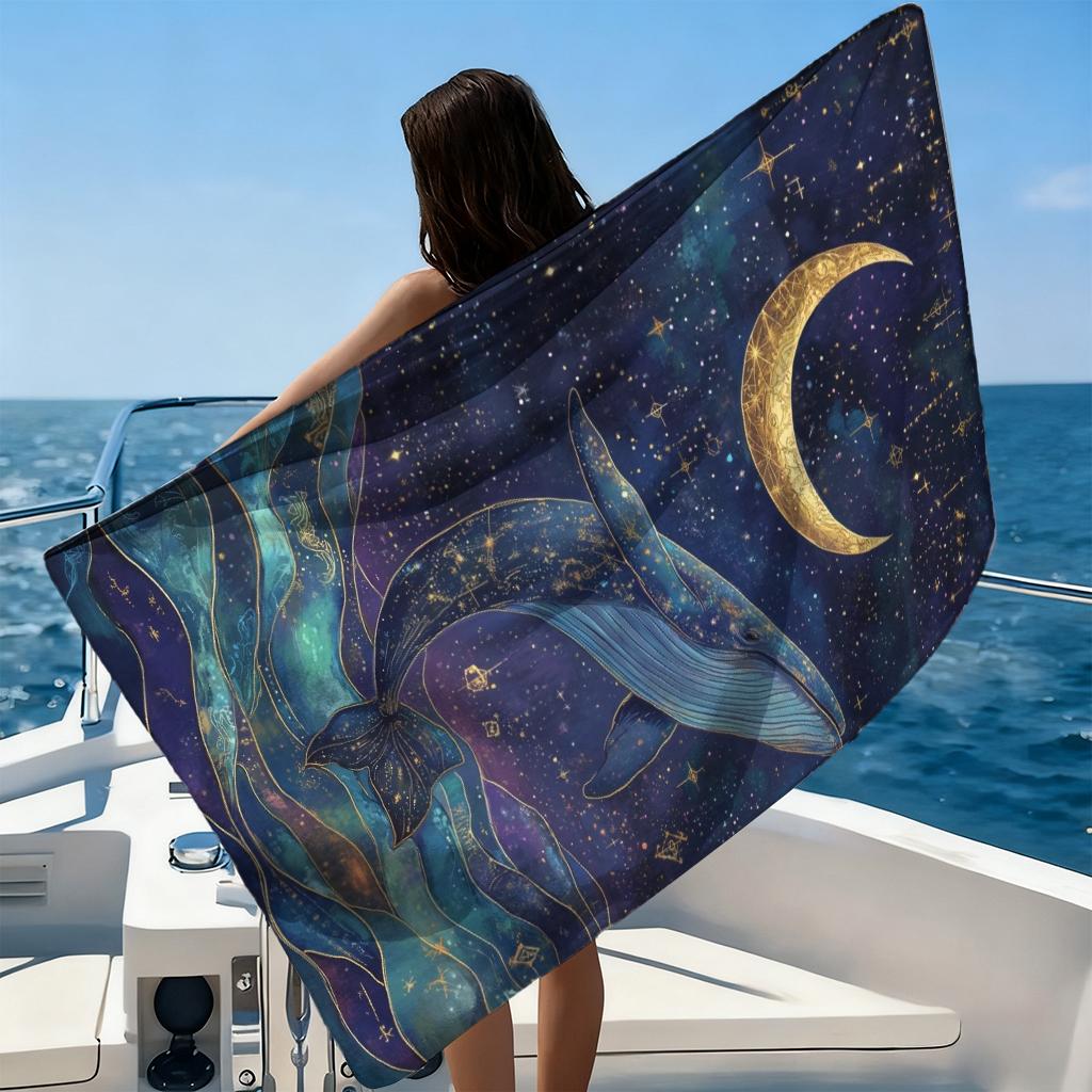 1pc Whale With Starry Sky Effect Beach Towel Large Quick-drying Towel Suitable for Beach Pool Yoga Towel Summer Gift for Friends