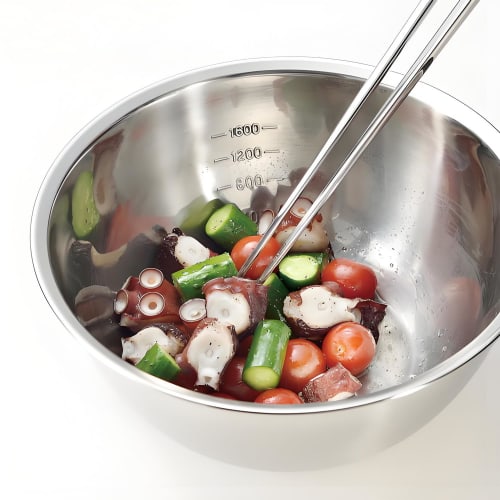 GSON 5-Piece Deep Bowl Set, Compatible with All Heat Sources, Specially Treated Stainless Steel with Graduated Measuring Plates, Available In Small, M