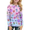 Children's Witch  Printed Long Sleeved Round Neck Top With Floral Print For Daily Casual T-shirt