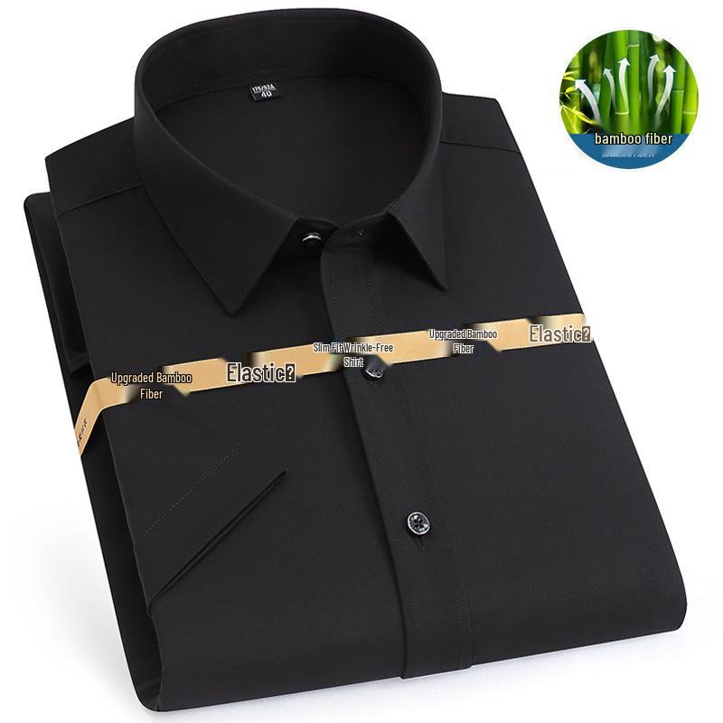 Men's New Arrival Iron-Free White Bamboo Shirt - Short Sleeve, Business Casual