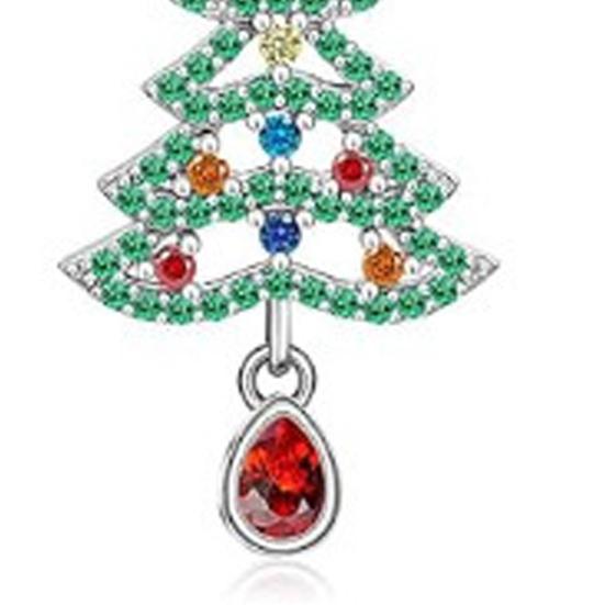 Christmas Tree Dangle Earrings Shiny Zircon Tree Jewelry Zinc Alloy