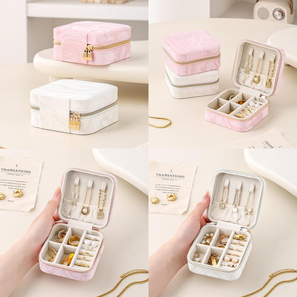 Jewelry Box Mini Leather Storage Case With Zipper For Travel And Gift Giving