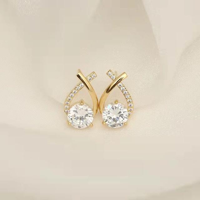 Módní náušnice pro ženy Kříž Krystal 925 Stříbrná jehla Náušnice Dámské šperky Výroční dárek Šperkové doplňky