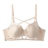 French cross strap sexy underwear women's thin cotton soft steel ring comfortable bra small chest gather beautiful back bra