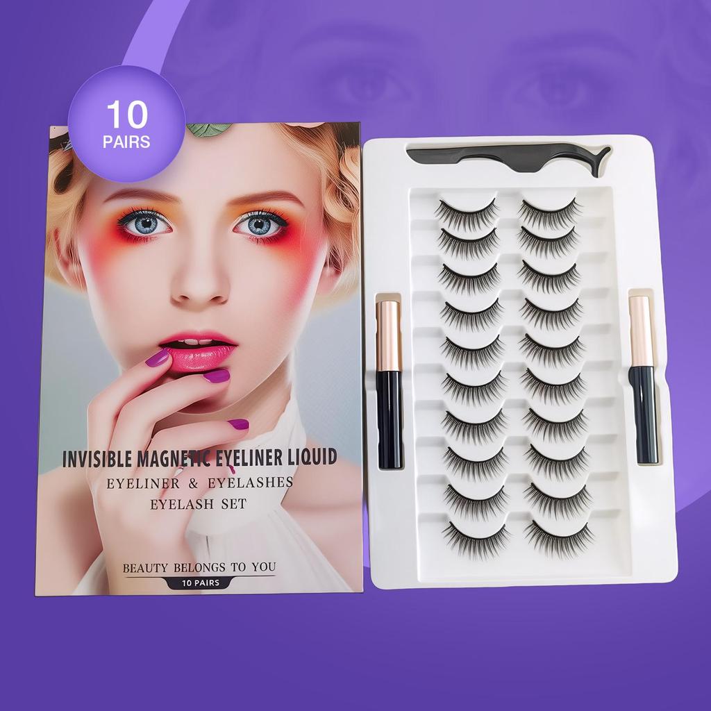 New Invisible Magnetic Eyeliner Liquid False Eyelashes - Celebrity Recommended, No Sagging, Easy To Wear