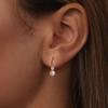 Silver Earrings with 0.1 Ct Moissanites and Pearls, English Silver 925 Hooks