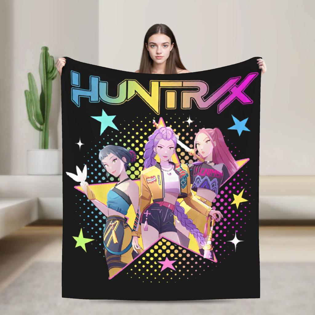 Huntrix HUNTRX Rumi Kpop Demon Hunters Dekens Pluizig Geweldig Warm Plaid voor Huis Winter