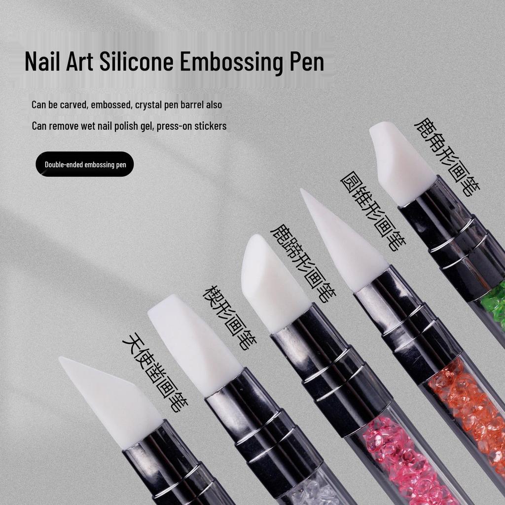Crystal Diamond 5-Piece Double-Ended Silicone Dotting and Embossing Pen Set