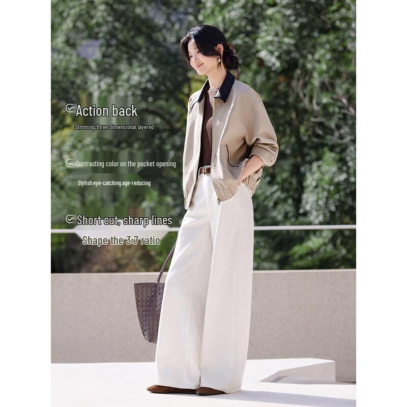 Veste courte à revers en cuir tressé pour femme