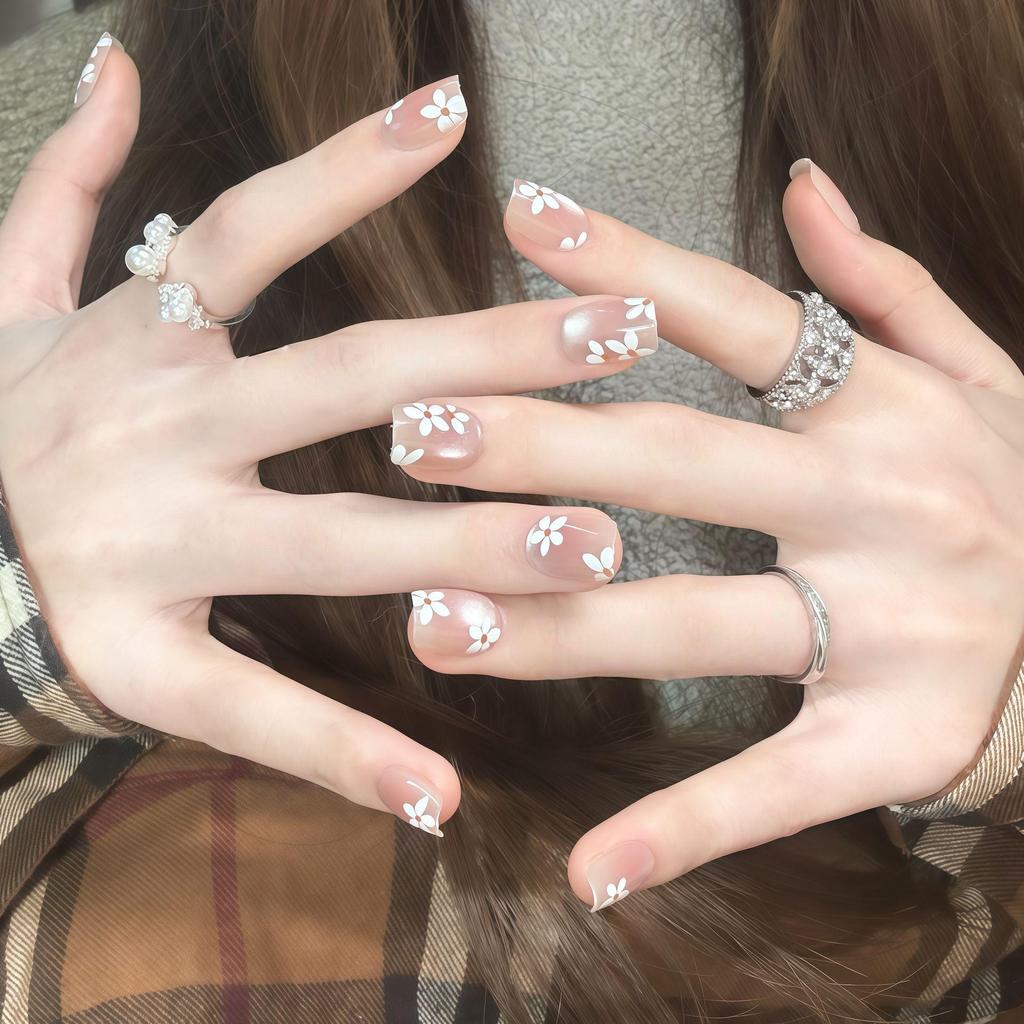 Nude Pink Gradient Cat Eye Whitening Aurora Nail Art Removable Stickers