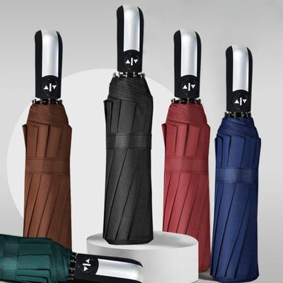Parapluie créatif automatique à trois plis uni pour adulte 10 baleines renforcé coupe-vent affaires pliant cadeau parapluie