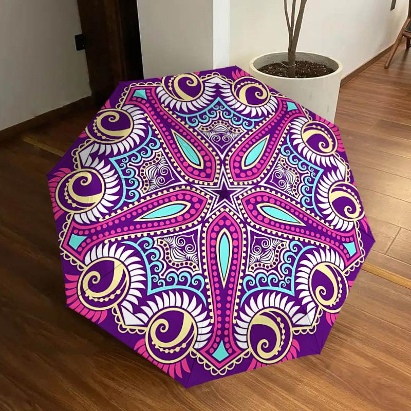 

1pc Mandala Artwork Automatic Open/Close Umbrella, Folding Compact Umbrella with Lightweight Design for Women/Men yy251011114