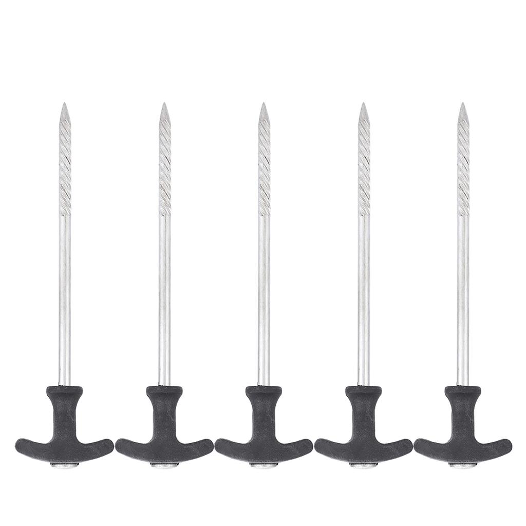 5PCS Stainless Steel Tent Peg Ground Nails Screw Nail Stakes for Frozen Soil Ice Surface