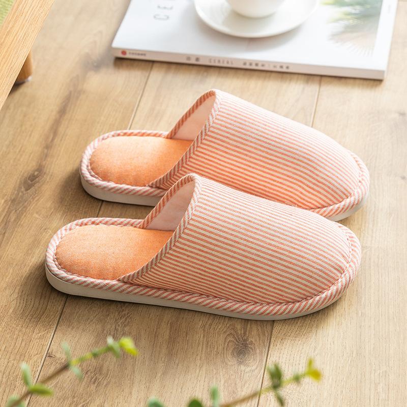 Household Slippers Spring Autumn Winter Four Seasons Female Couple Home Non-slip Indoor Cotton Linen Linen Thick Bottom Men