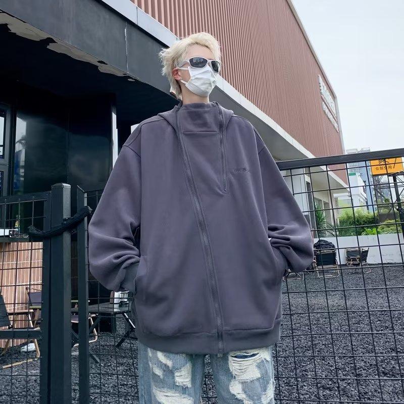 Spring and Autumn Cardigan Hooded Sweater Men's Casual Trendy Brand Sports Ruffian Handsome American Teen Retro Japanese Student Jacket