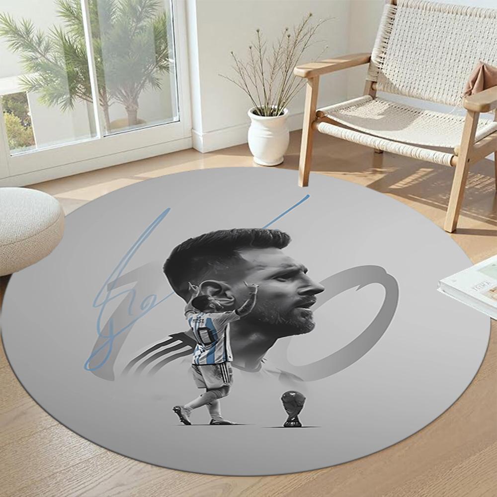 Messi Round Floor Rug Suitable for Playrooms Living Rooms Dining Room Game Room Anti-slip Round Rug Decorate Offices Perfect Gift for Women Men