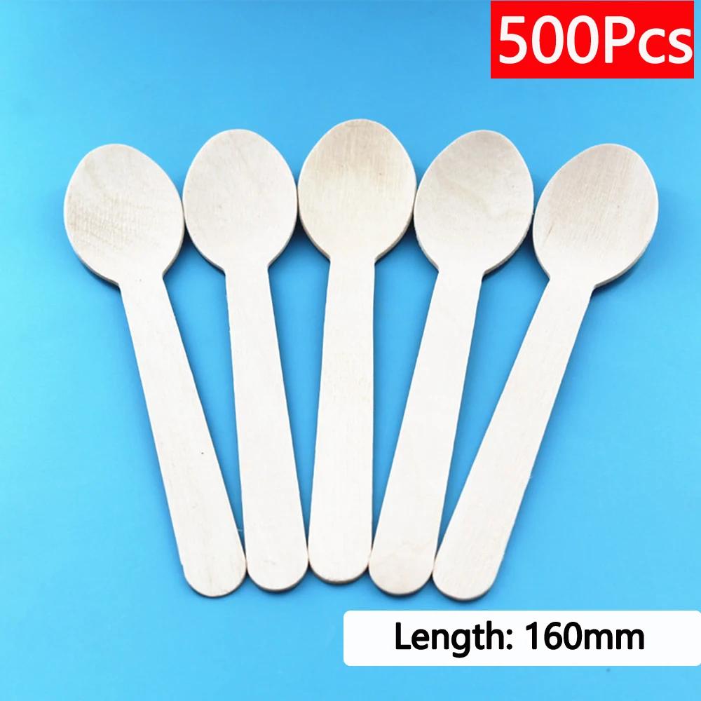 Einweg-Besteckset aus Holz, Löffel, Gabel, Messer, rustikal, für Hochzeit, Geburtstag, Party, Geschirr, Dekoration, Zubehör, Dessert, Kuchenschaufel