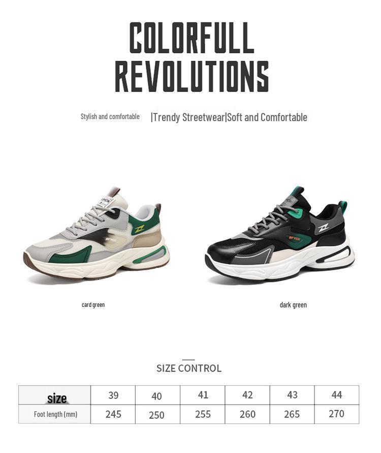 Men's Autumn Breathable Mesh Sports Shoes - Trendy, Versatile, Non-Slip, Thick-Sole Casual Dad Sneakers