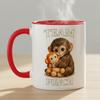 Baby Macaque Monkey Hugging Plush Coffee Cup Cute Monkey Drinkware for Office Home Gift for Animal Lovers Women Men