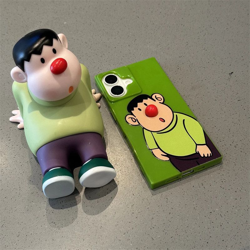 Red Nose Fat Tiger Suitable for Apple 16pro Mobile Phone Case Iphone15 Protective Case 14promax Square Soft Shell