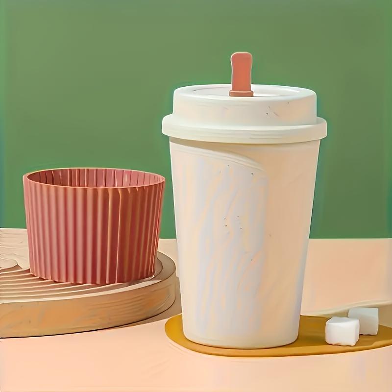 

1pc Reusable Coffee Mug with Lid and Sleeve, Plastic Portable Leak-Proof Travel Mug for Outdoor Camping and Home Use - Family Recommended