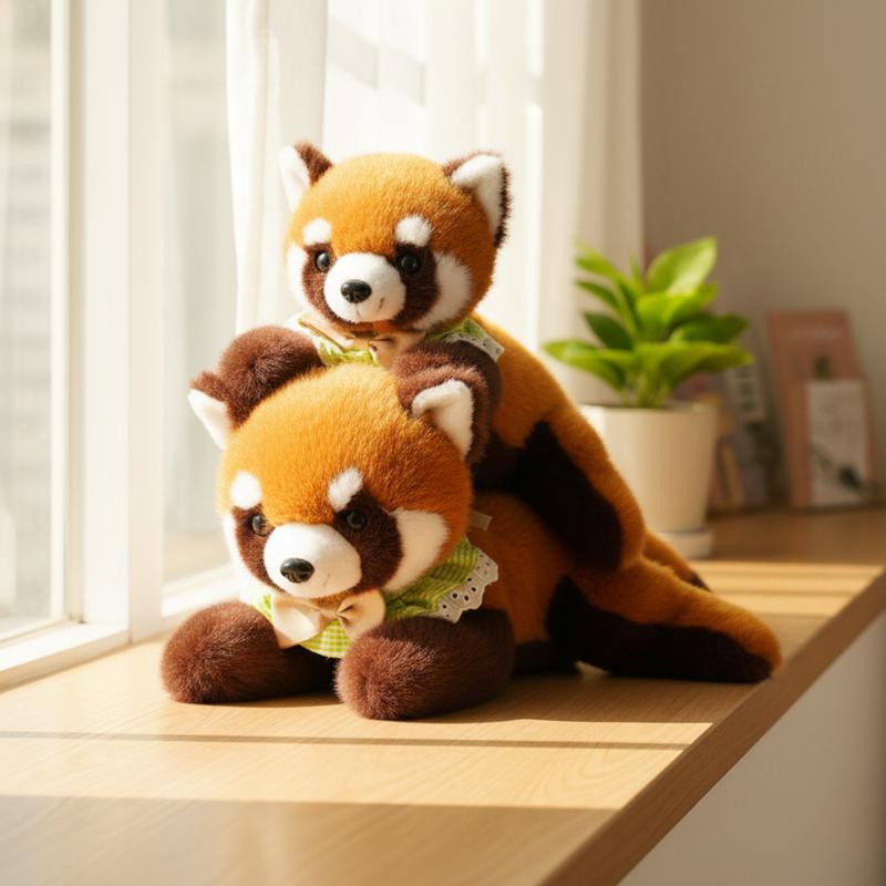 36/43cm Bauchlage Roter Panda Plüschtier Stofftier Realistisches Rotes Panda-Puppe Kinderspielzeug Weihnachts-Geburtstagsgeschenke für Jungen und Mädchen