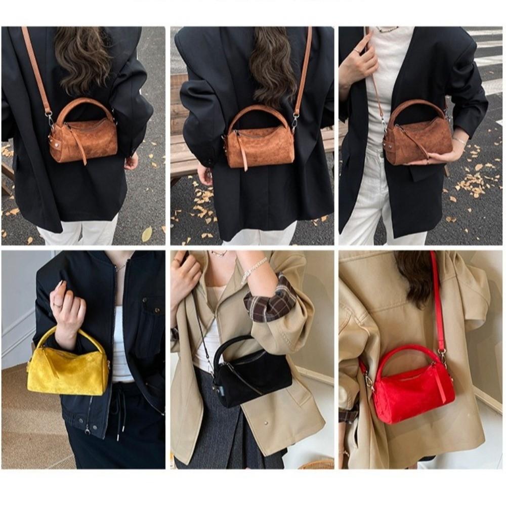 Luxury Mini Size Shoulder Bag PU Leather Matte Suede Pillow Bag Frosted Surface Crossbody Bag Daily Use