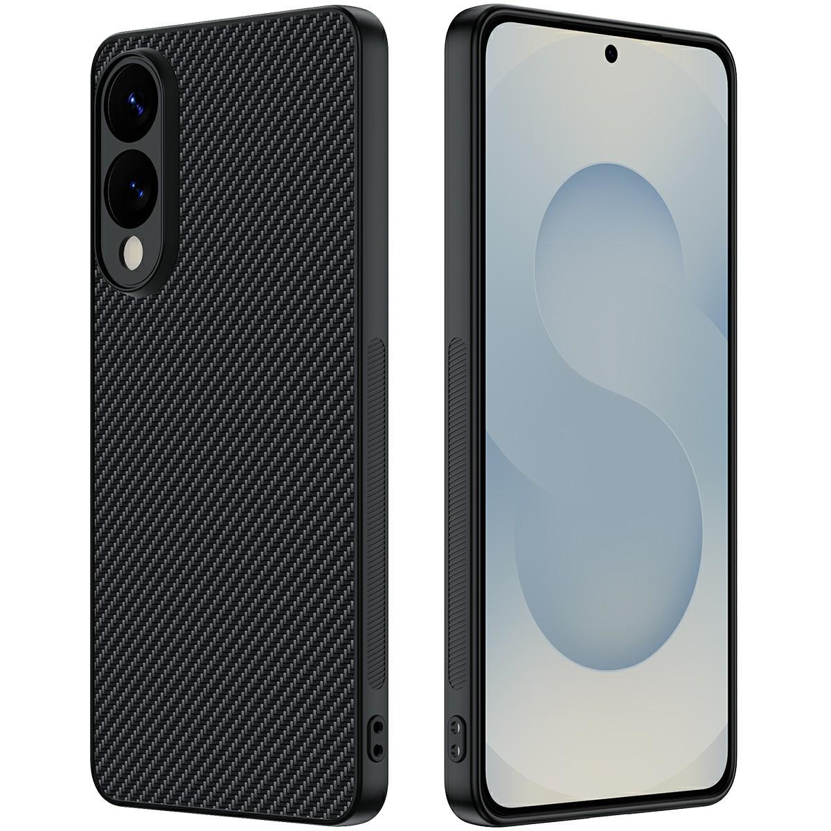 

Для Samsung Galaxy S25 Edge Чохол Шкіра+ПК Жорсткий Чохол для Телефону Текстура Вуглецевого Волокна Carbon Fiber/Black