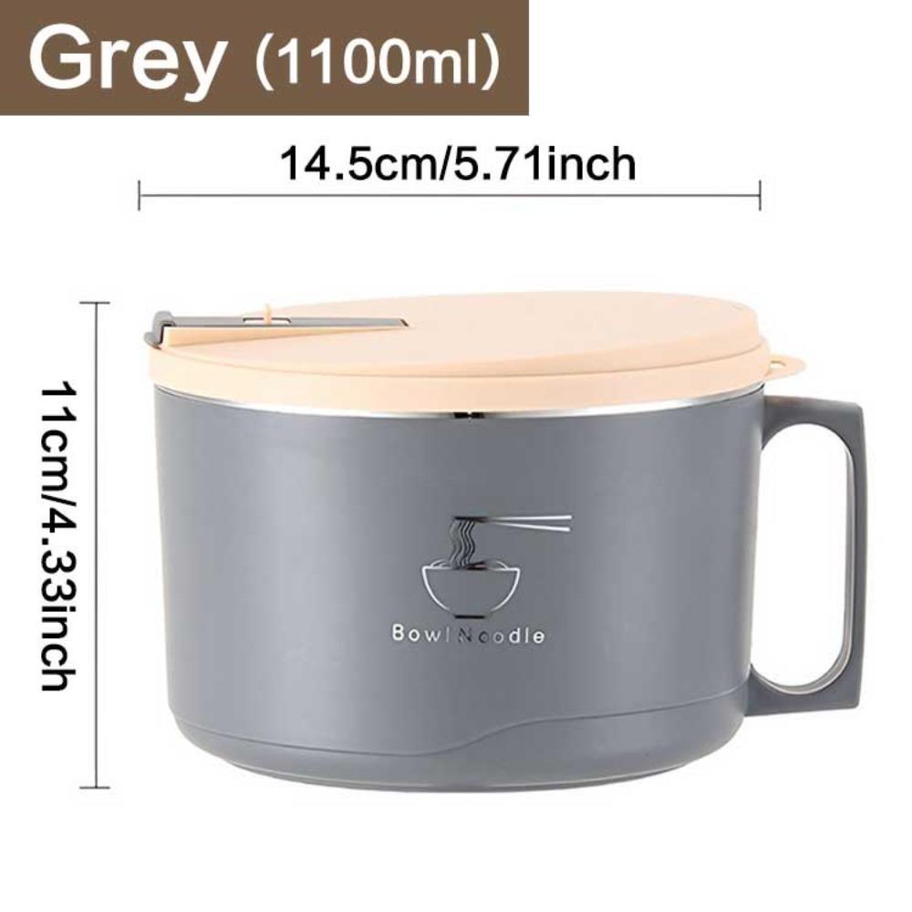 2 Styles Stainless Steel Instant Noodle Bowl with Lid Dormitory Student Drainable Large Capacity Food Grade Instant Noodle Bowl