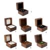Multifunctional Small Jewelry Box Square Shape Organizer Mini Wooden Ring Box Soft Interior Holder for Proposal Wedding