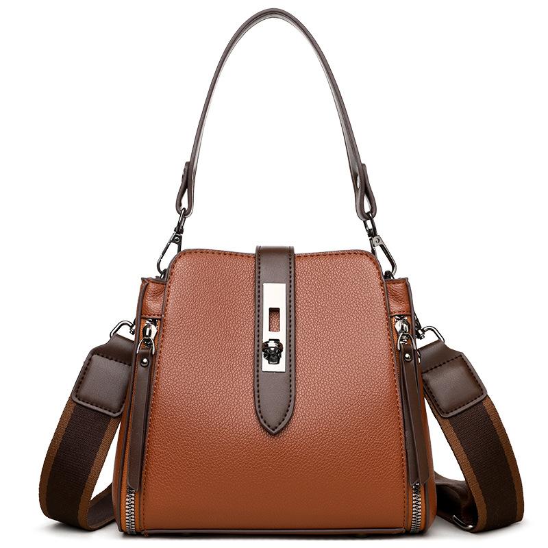High-end, Stylish Single-shoulder Bag for Women, Soft Leather Bucket Bag, Large-capacity Handbag