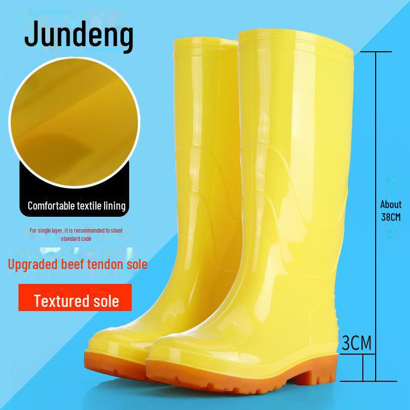 Tendon Sole Unisex White Waterproof Non-Slip Rubber Hygiene Boots for Medium and High Food Safety and Farm Work.