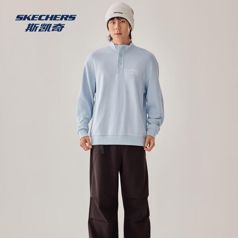Skechers Men s Moisture-Wicking Half-Button Knit Long-Sleeve Shirt L